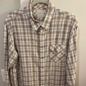 Men's Plaid Shirt by Billy Reid - Brown and White